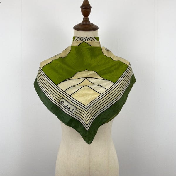 Vintage Studio D-zijden sjaal, zijden sjaal van keperstof, vintage zijden uitlaatdemper, vintage sjaal, vintage nekaccessoires, vintage zijden sjaal,