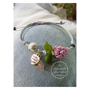 Bracelet with clover meadow clover made of glass, adjustable, handmade glass art made of Murano glass