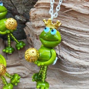 Kette Halskette mit Froschkönig aus Glas, handgemachte Glaskunst aus Muranoglas