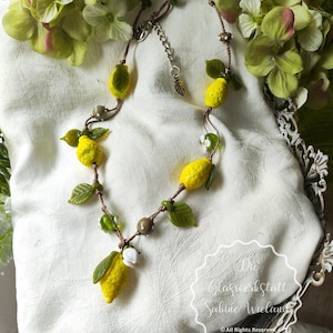 Citroenketting, citroenen van glas, handgemaakte glaskunst van Muranoglas