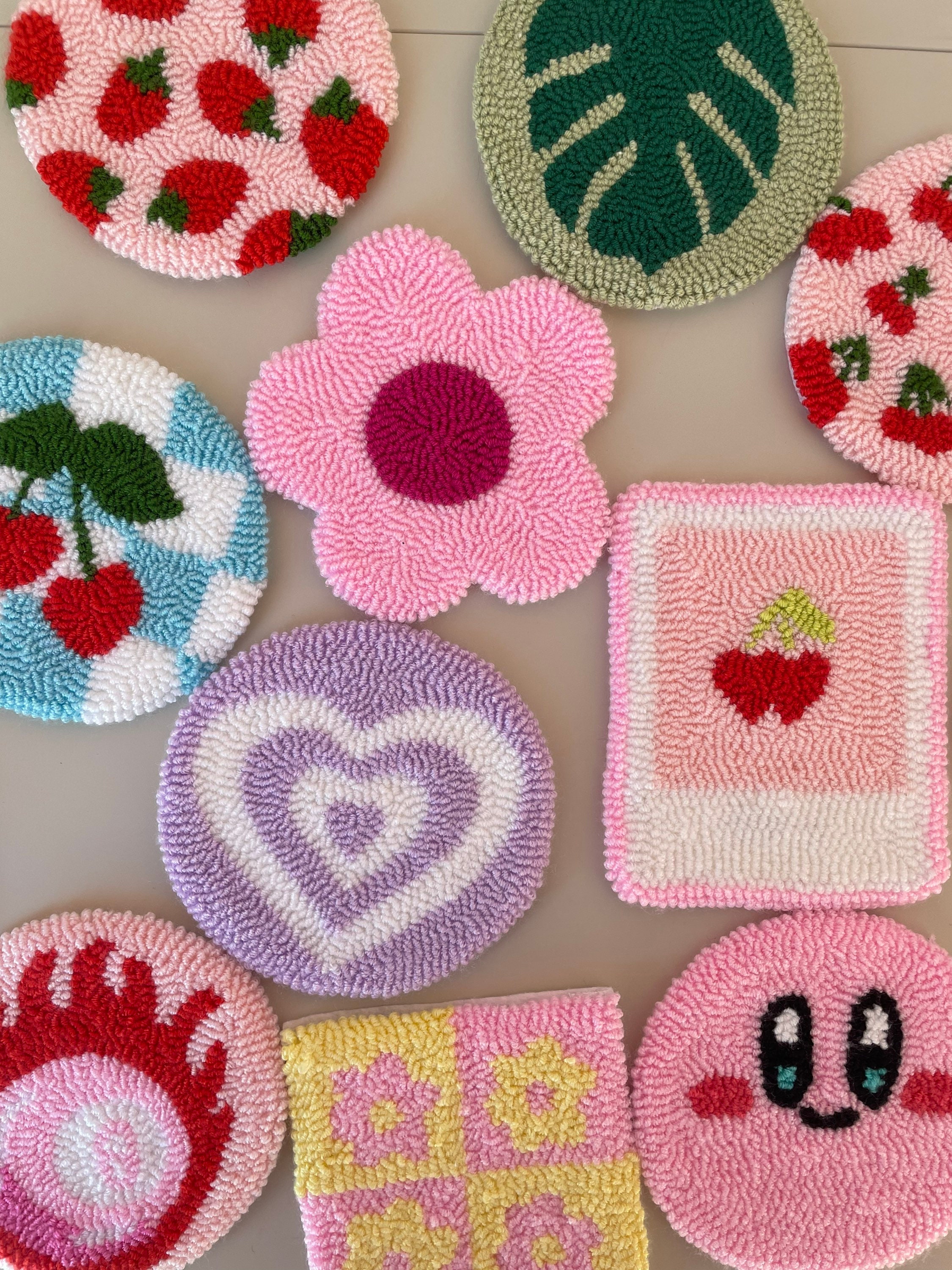 Punch Needle Mug Rug Y2k Aesthetic Coasters Punch Needle Etsy