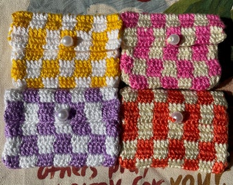 Crochet Wallet, Practical Card Holder with Stylish Natural Design, Handmade Wallet, Checkers Wallet, Christmas Gift Ideas, Handmade Gift