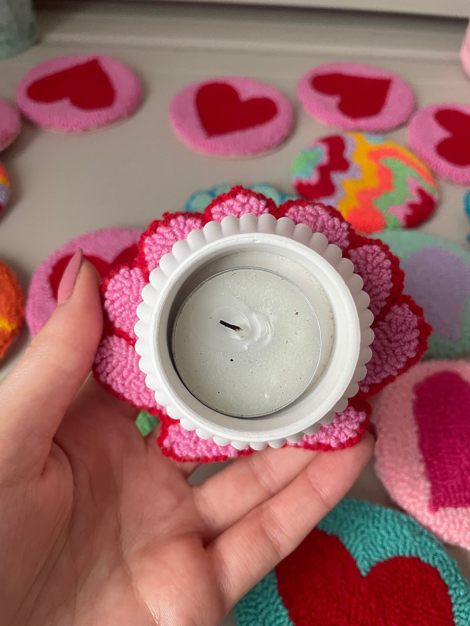set-of-punch-needle-candle-holder-handmade-candle-holder-etsy