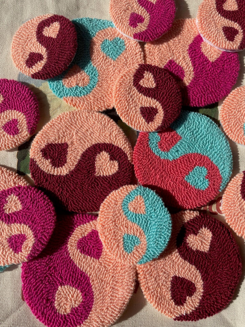 Punch Needle Coaster Handmade Mug Rug Drink Coaster Etsy