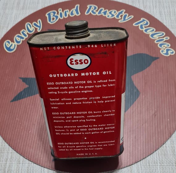 Vtg 1950s ESSO Outboard Motor Oil Can - Etsy