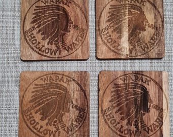 Wapak Indian Head Wood Coasters set of 4