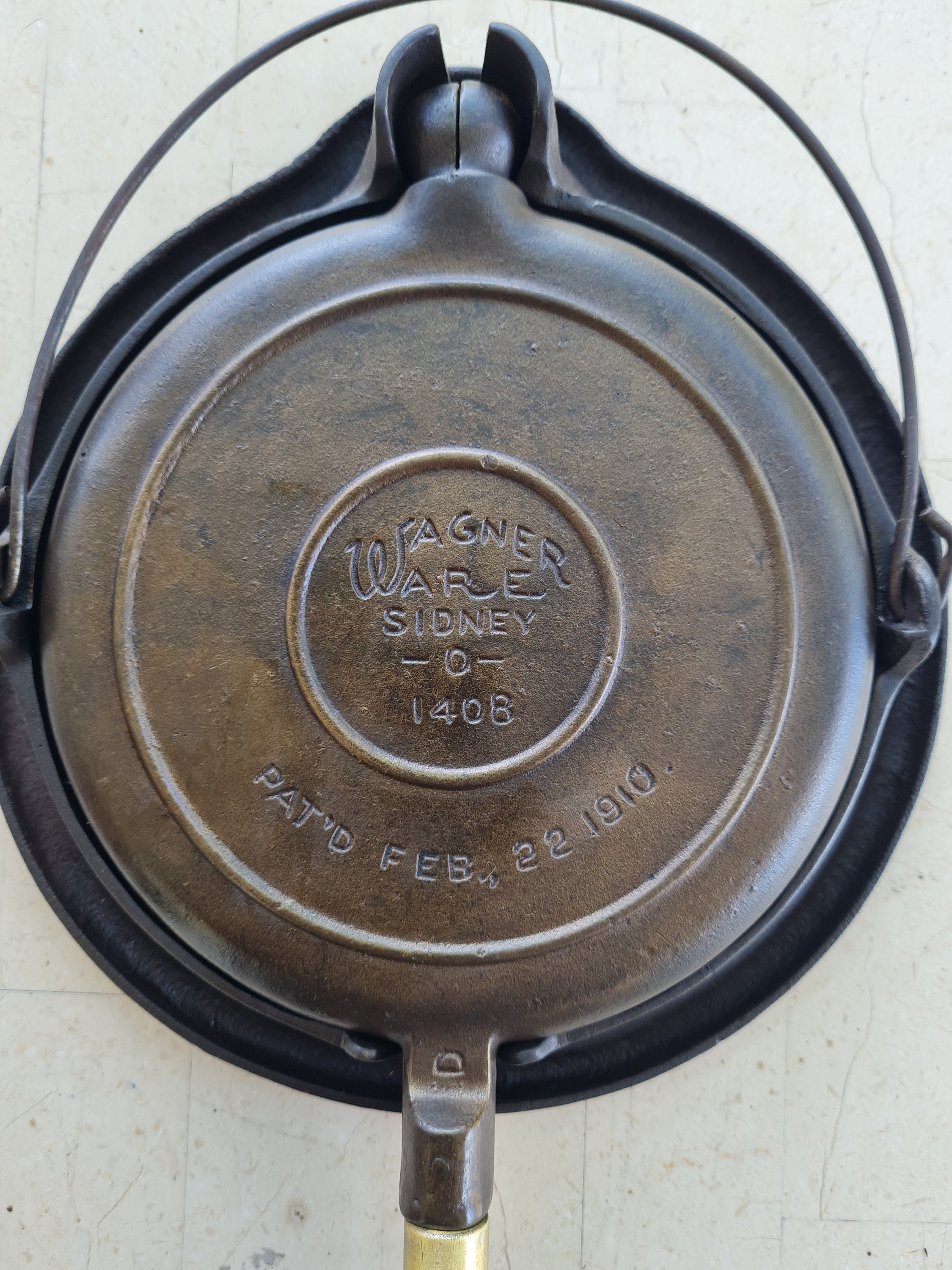 Wagner Ware Cast Iron Waffle Iron Sidney 0 1408 Pat. Feb. Etsy