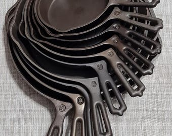 WOW! HTF Rare! Wapak Set of Indian Head Skillets 3-12.