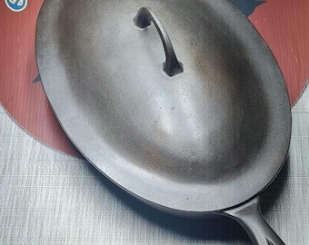 HTF! Griswold #15 PN#1013 oval fish skillet w/matching #15 Oval lid.