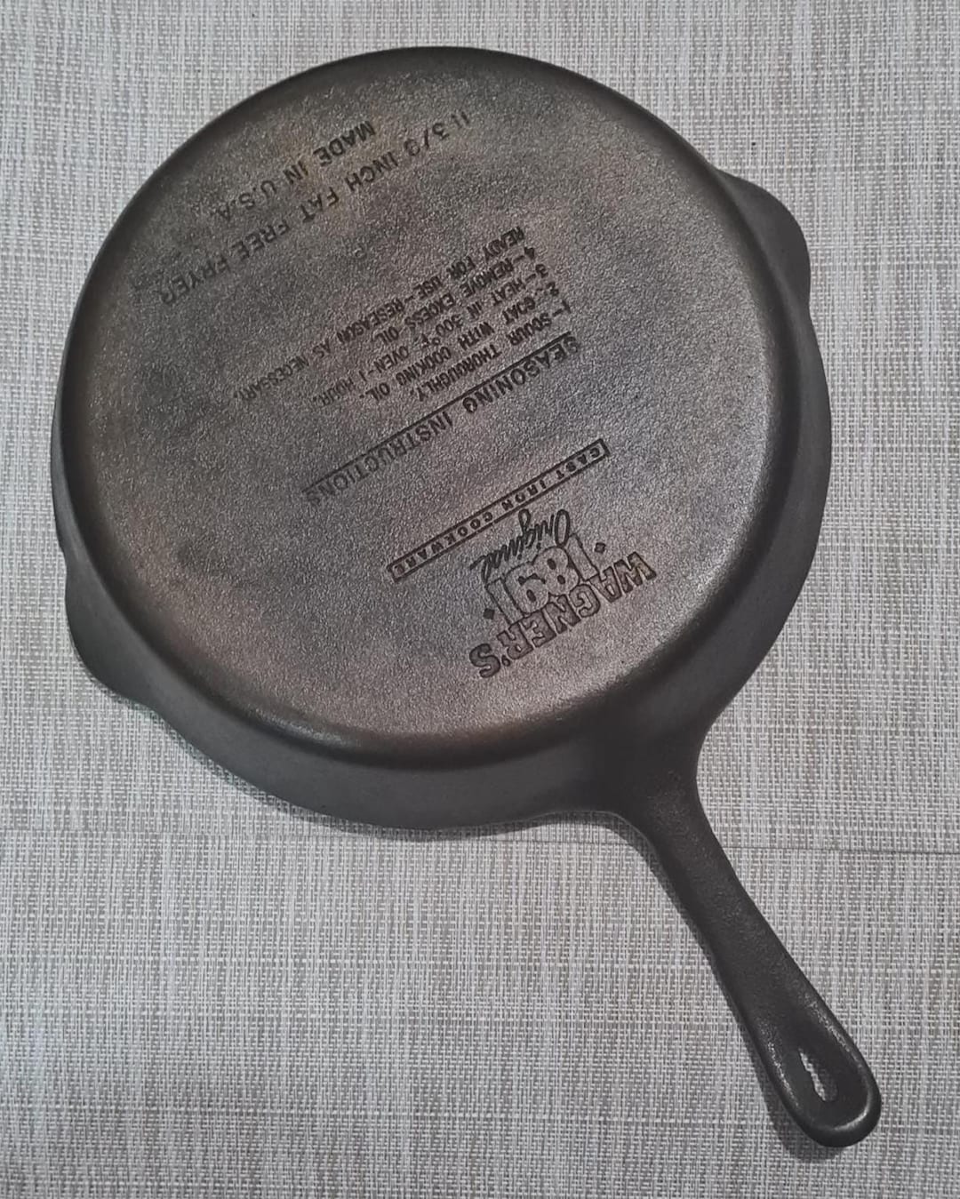 Wagner #9 Anniversary Fat Free Fryer Grill Pan Cast Iron 11 3/8