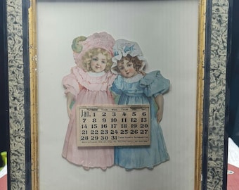 Vintage HOOD'S Sarsparilla Calendar  Vintage 1900s Store Display Framed