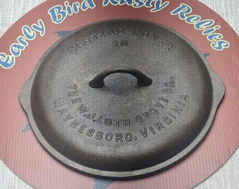 Vintage W. J. Loth Stove Co. Waynesboro, Virginia cast Iron Basting Cover Skillet Lid Size 10