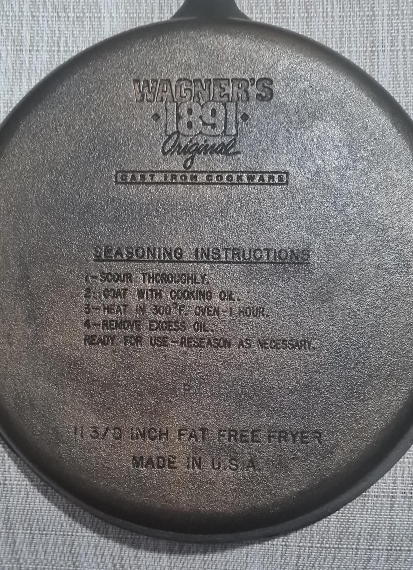 Wagner #9 Anniversary Fat Free Fryer Grill Pan Cast Iron 11 3/8