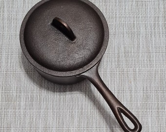 Birmingham Stove and Range, BSR, 1 Quart Saucepan, Stew Pot, Cast Iron, With Lid