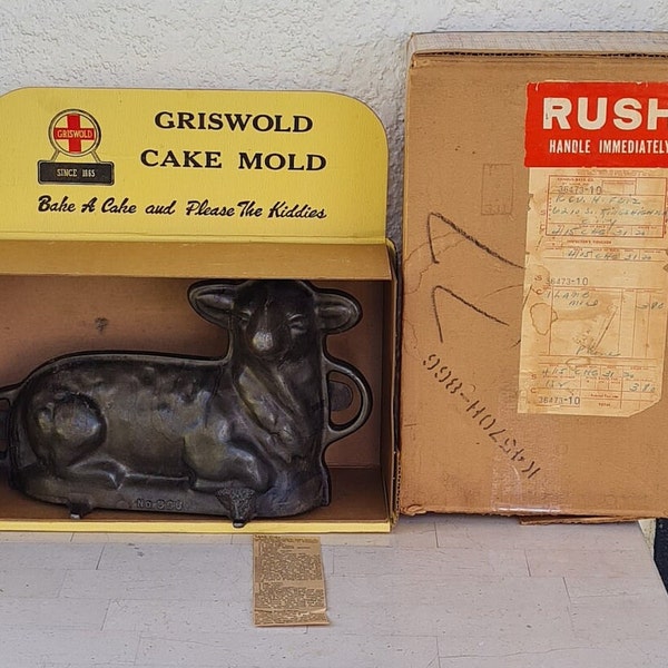 Vintage GRISWOLD - Cast Iron Lamb Cake Mold No 866 (921, 922) with box