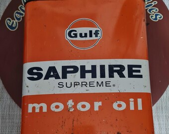 Vintage Circa 1950's Gulf Saphire Oil Can, 2 Gallon Size