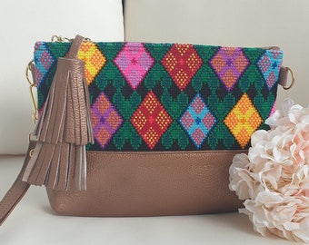 GELE tas draagtas Tassen & portemonnees Handtassen Hobotassen Handgemaakte Mexicaanse kleurrijke tas van Chiapas / Boho tas tas Mexicaanse tas strandtas 