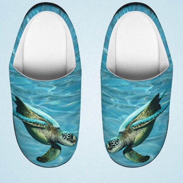 Sea Turtles Women's Indoor Slippers, Slippers with Soles, Gift for Her