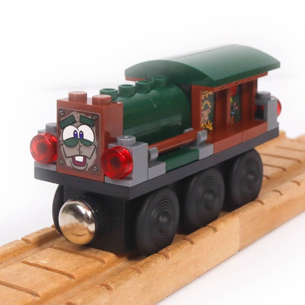 Zany Trains - Wooden Train With Baseplate - Brick Built Train Compatible With All Block Brands and Wooden Railway  Series 2 - Rustin' Dustin