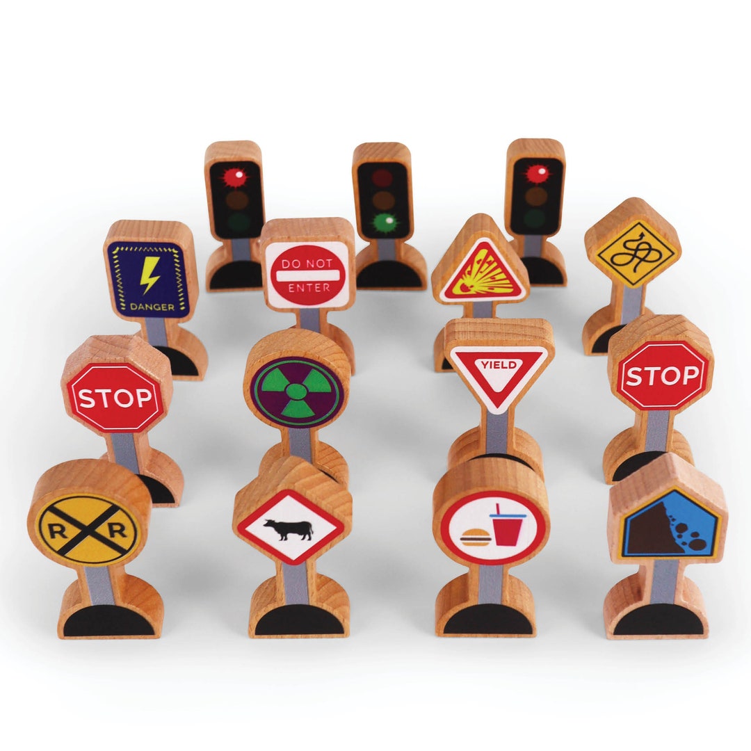 Zany Traffic Signs - 15 Pieces - Wooden Street Signs for