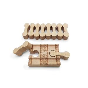 Zany Trains - Wooden Dog Bone Track Connector Pack - Series 1 - Wooden Train Connector Pieces Compatible with All Wooden Train Track Sets