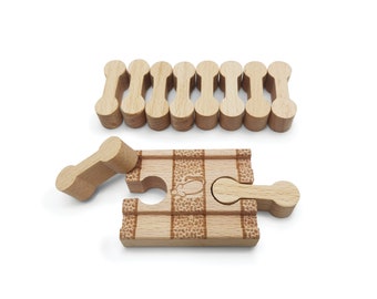 Zany Trains - Wooden Dog Bone Track Connector Pack - Series 1 - Wooden Train Connector Pieces Compatible with All Wooden Train Track Sets