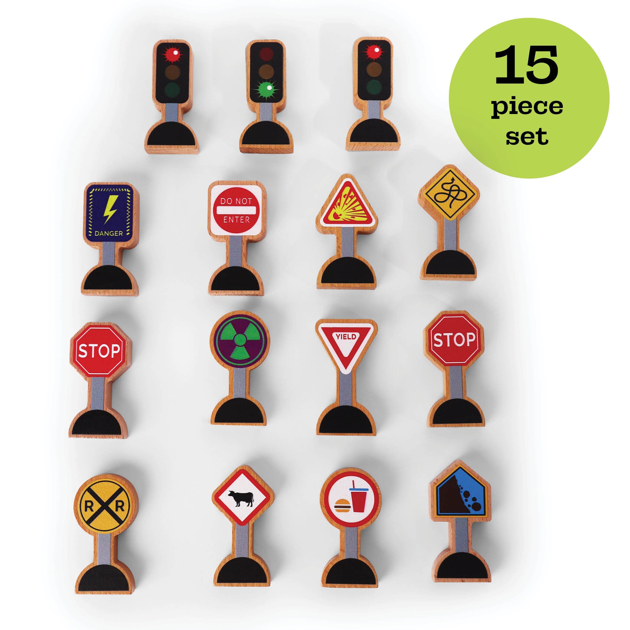 Zany Traffic Signs - 15 Pieces - Wooden Street Signs for