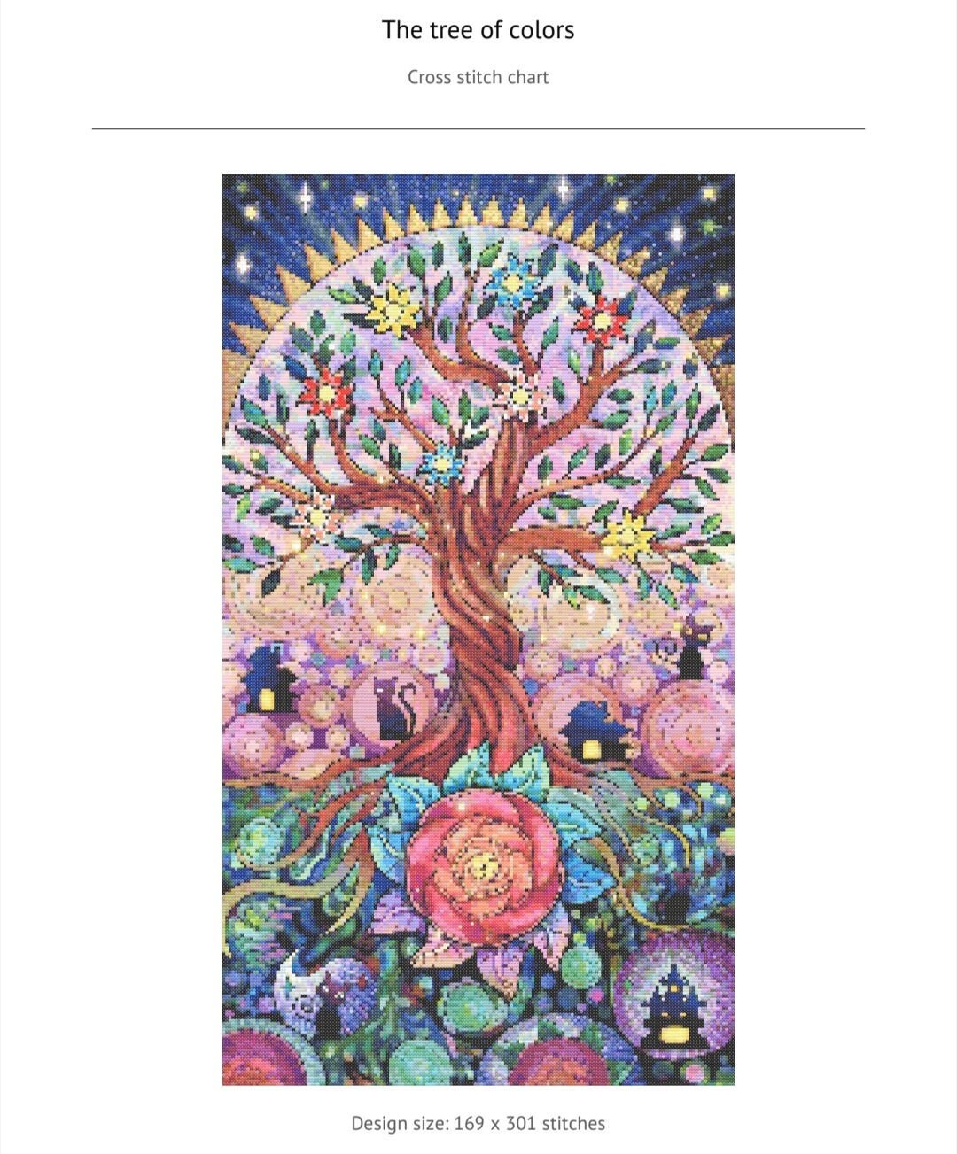 The Tree of Colors - PDF Cross Stitch Pattern - the Tree of Colors Cross Stitch - Embroidery Pdf ...