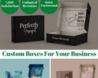 Custom Subscription Box, Made to Order Package Designs, Branding Kit, Cardboard Mailer Box with Thank You Insert Cards Small Business Label