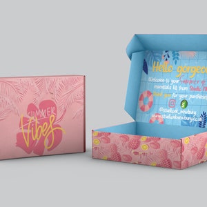 Custom Pink Mailer Box Design Template | Personalized Packaging with a Pop of Pink | Printable DIY Shipping Box Artwork for Vibrant Brands