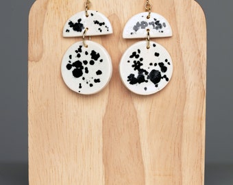 Ceramic Ink Spot Earrings with 14k Gold Plated hooks