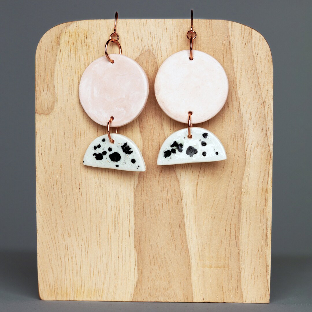 Lulip | Handcrafted white ceramic dangle earrings