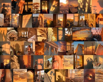 60pcs Golden Hour Wall Collage Kit Aesthetic, Sunset Orange Photo Collage Kit, Trendy Aesthetic Dorm Room Decor, DIGITAL DOWNLOAD