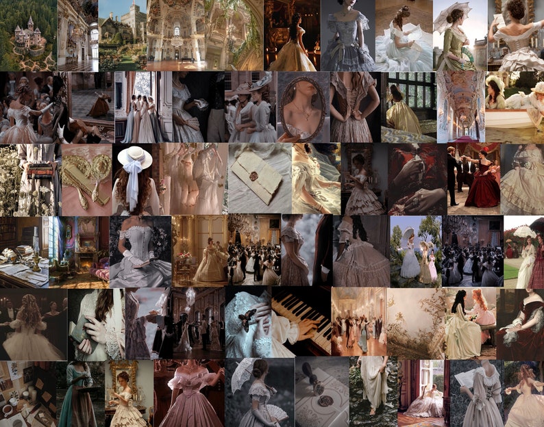 60pcs Princess Core Wall Collage Kit Aesthetic, Royal Victorian Photo Collage Kit, Trendy Aesthetic Dorm Room Decor, DIGITAL DOWNLOAD image 1