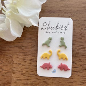 Fall Colors- Dinosaur 3pack Stud Earrings - Polymer Clay