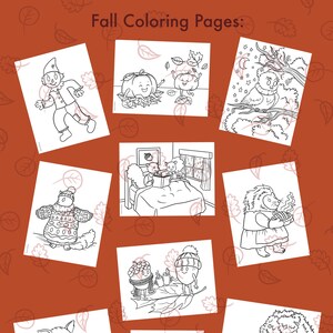 10 Fall themed Coloring Pages Digital PDF