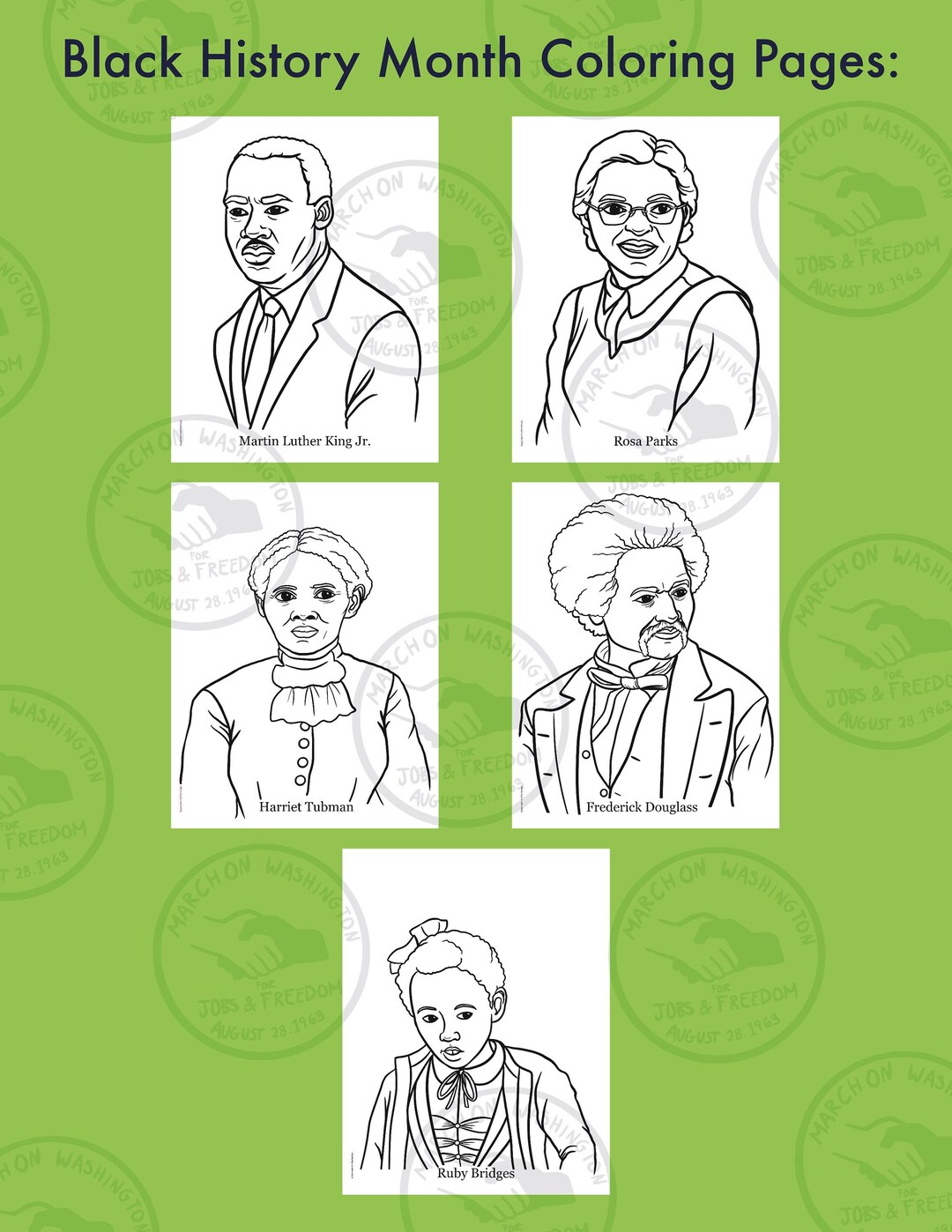 5 Black History Month Coloring Pages PDF Digital File - Etsy