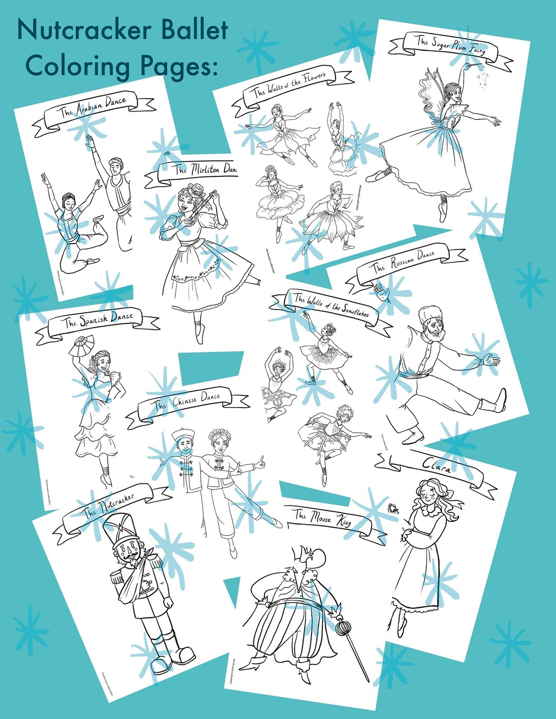 11 Nutcracker Ballet Coloring Pages Digital PDF (Instant Download) - Etsy