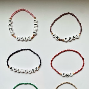 Custom/personalised subversive/rude/funny beaded bracelets