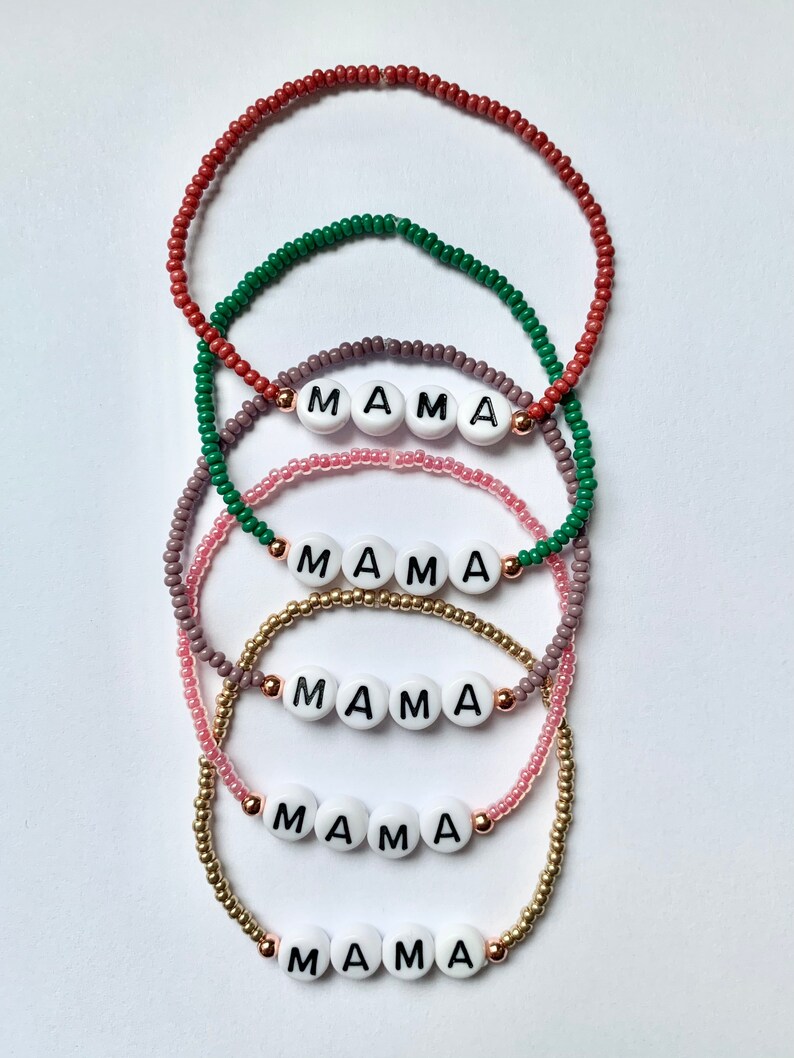 Mama/mummy/mum/daddy personalised beaded bracelet image 2
