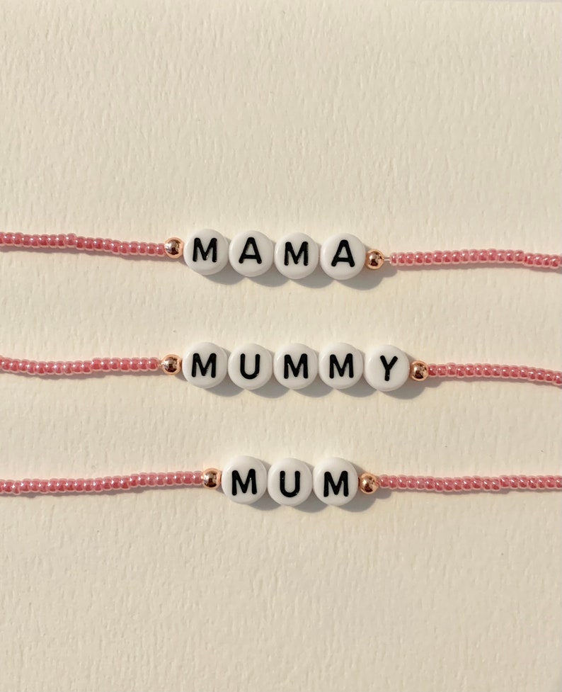 Mama/mummy/mum/daddy personalised beaded bracelet image 3