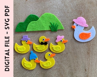 Five Little Ducks Felt Story - SVG and PDF Files