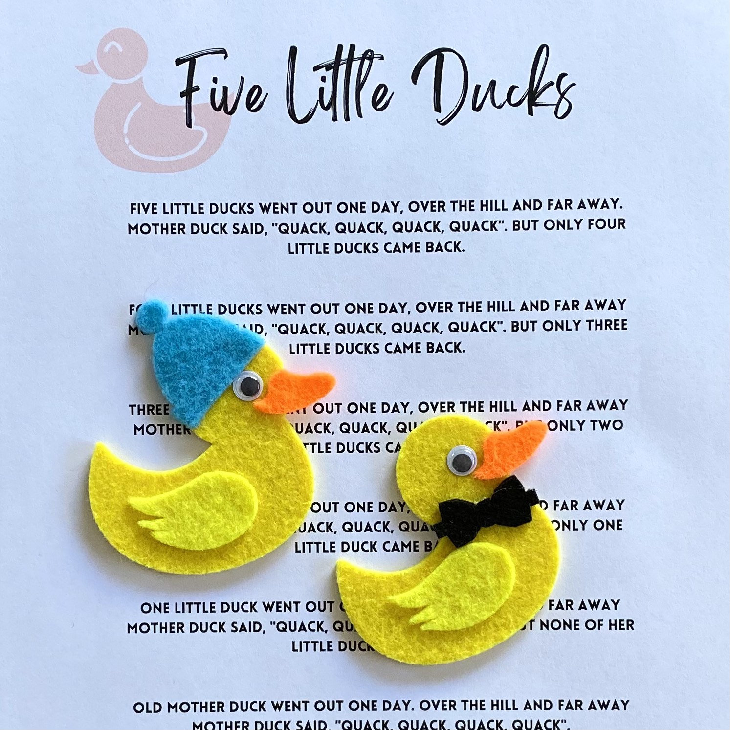 Five Little Ducks Felt Story SVG and PDF Files 