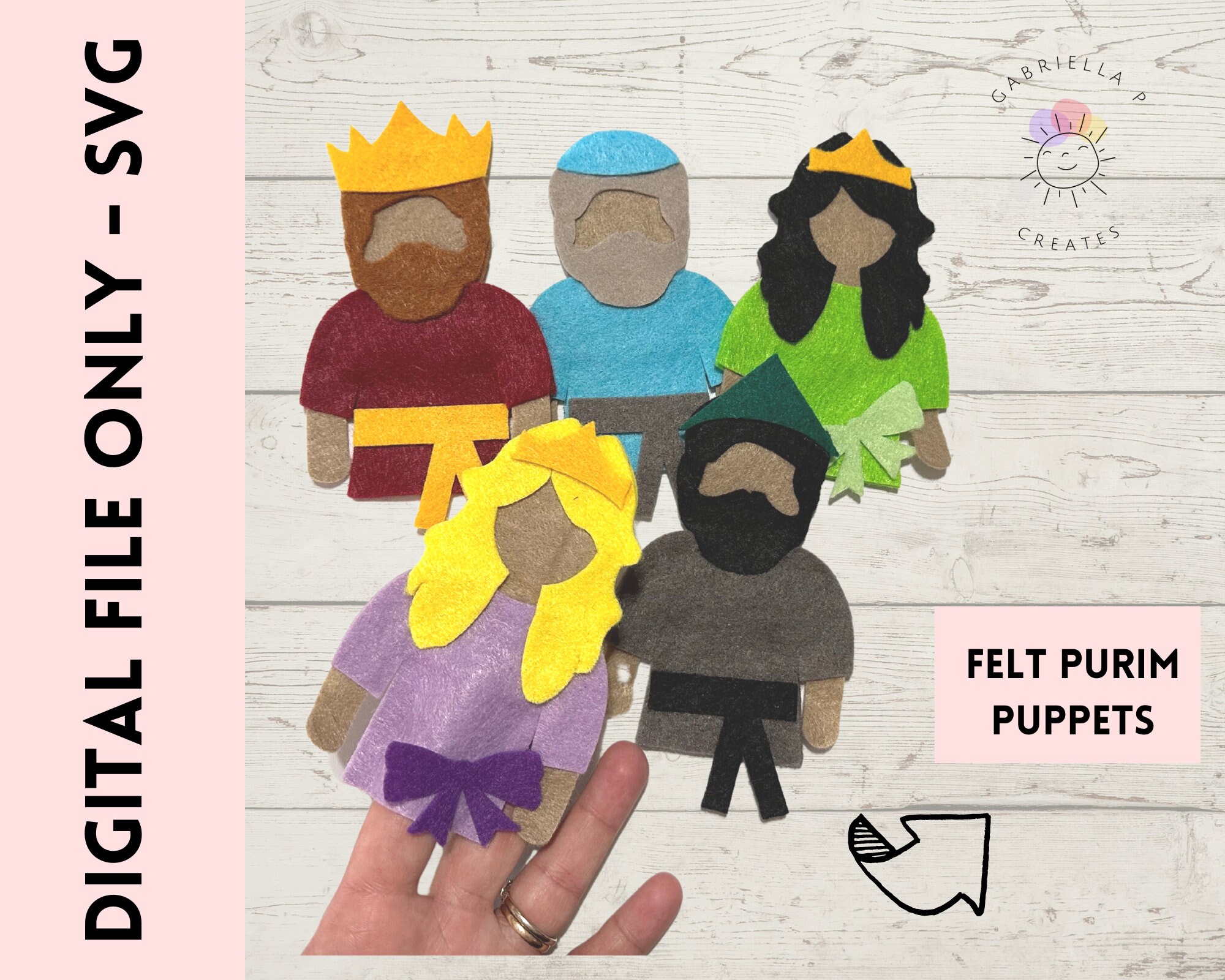 Purim Puppets Template SVG and PDF Etsy