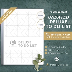 remarkable to do template | Undated To Do List reMarkable 2, undated hyperlinked daily to dos, remarkable notes to do list, instant download