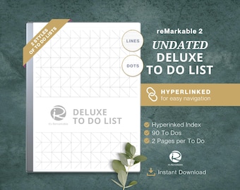 remarkable to do template | Undated To Do List reMarkable 2, undated hyperlinked daily to dos, remarkable notes to do list, instant download