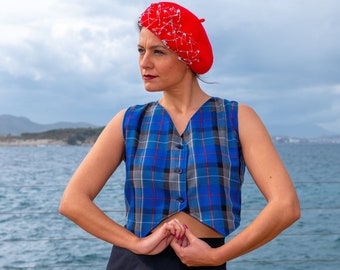 Tartan Buttoned Vest |HeavyJo