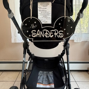 Personalized Acrylic Mickey Ear Hat Stroller Tag, Stroller Spotter, Tag, Custom Stroller Sign, Wheelchair Tag, Scooter Tag, Identification