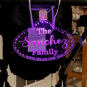 Cartello personalizzato con etichetta luminosa per passeggino, avvistatore di passeggini, etichetta personalizzata per passeggino, etichetta di identificazione a 7 colori, etichetta per scooter