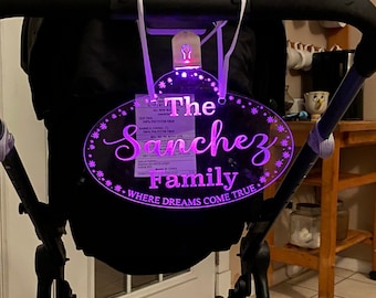 Personalized Light Up  Stroller Tag Sign, Stroller spotter, Custom Stroller Tag, 7 Color Identification Tag, Scooter Tag